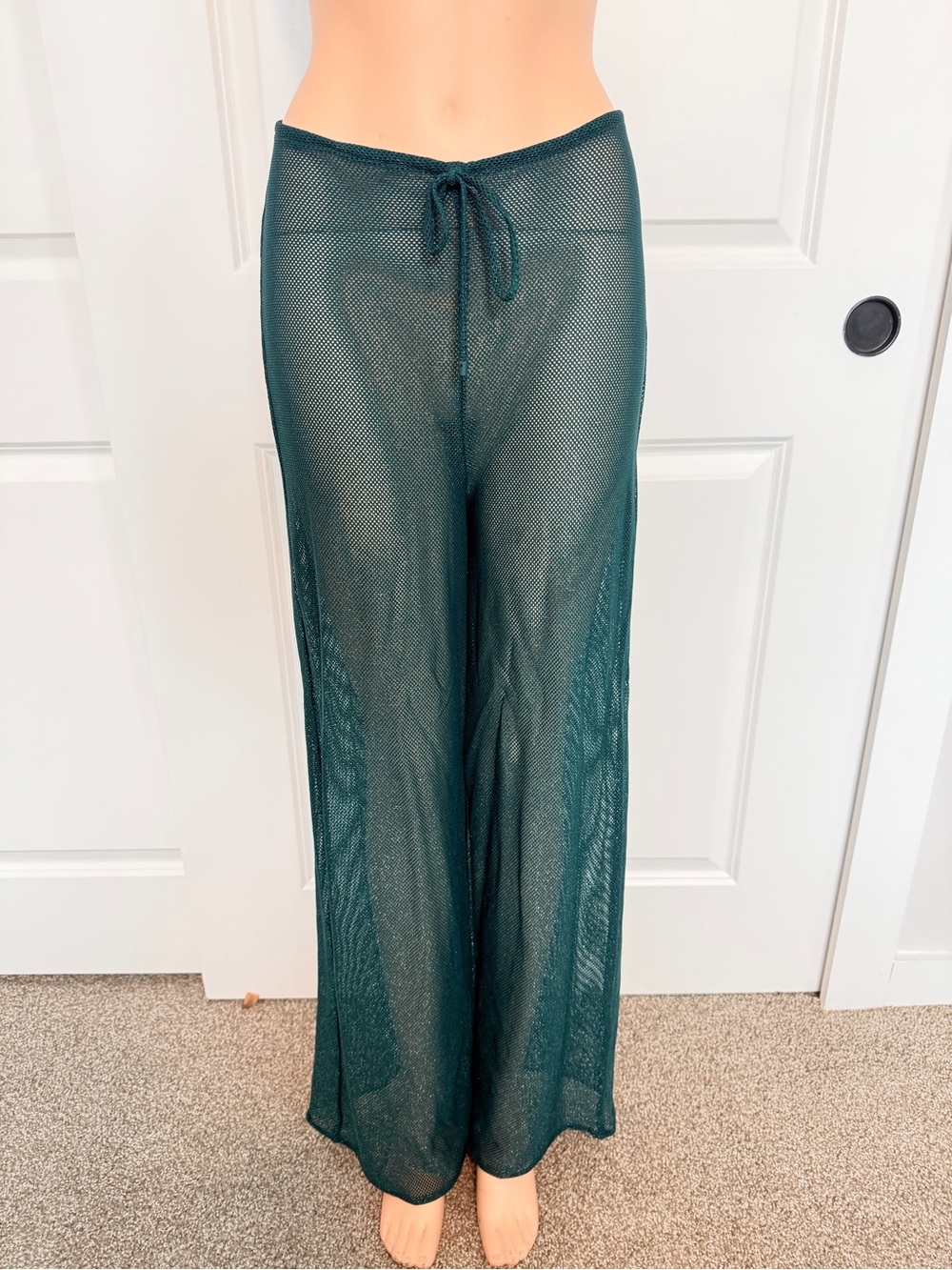 PQ Swim Teal Sheer Mesh Wide-Leg Coverup Pants